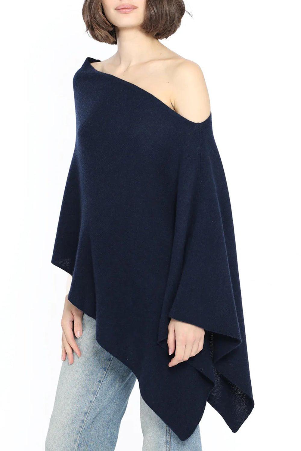 MINNIE ROSE-Ruana Poncho - Navy-NAVY