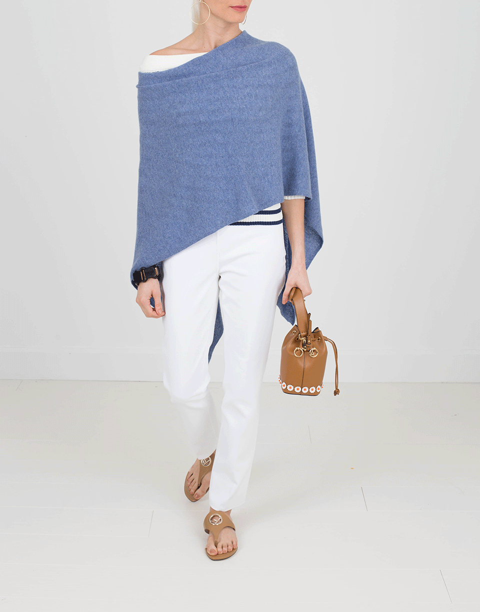 MINNIE ROSE-Ruana Poncho - Blue Denim-BLUEDNM