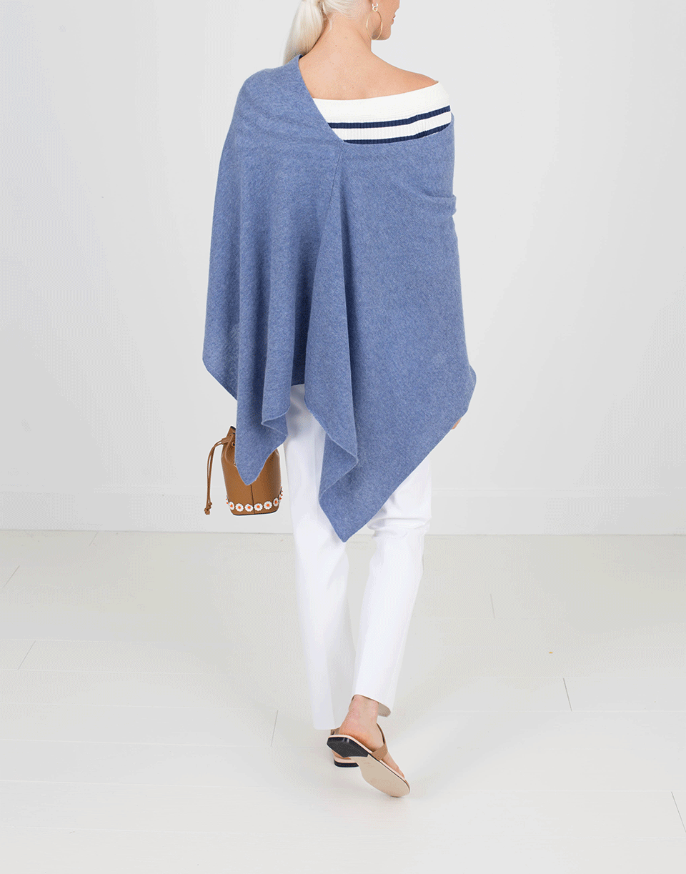 MINNIE ROSE-Ruana Poncho - Blue Denim-BLUEDNM
