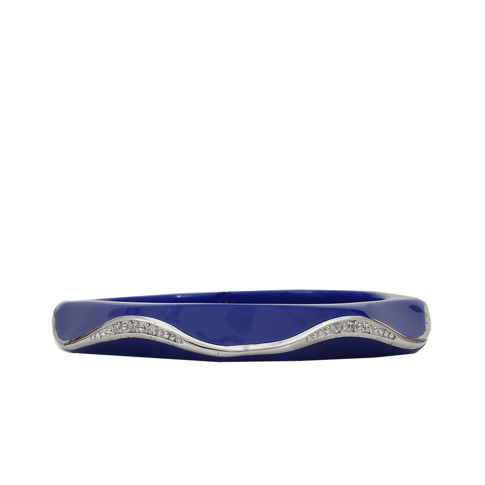 MIRIAM SALAT-Silver Cubic Zirconia Wavy Bangle-BLUE