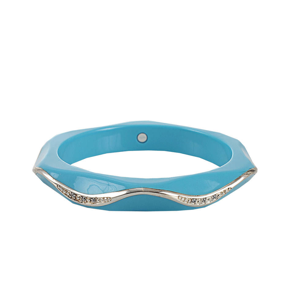 MIRIAM SALAT-Wavy Turquoise Bangle-SILVER