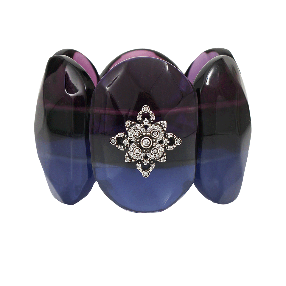 MIRIAM SALAT-Rhodium Chantilly Bracelet-BLK/PRPL