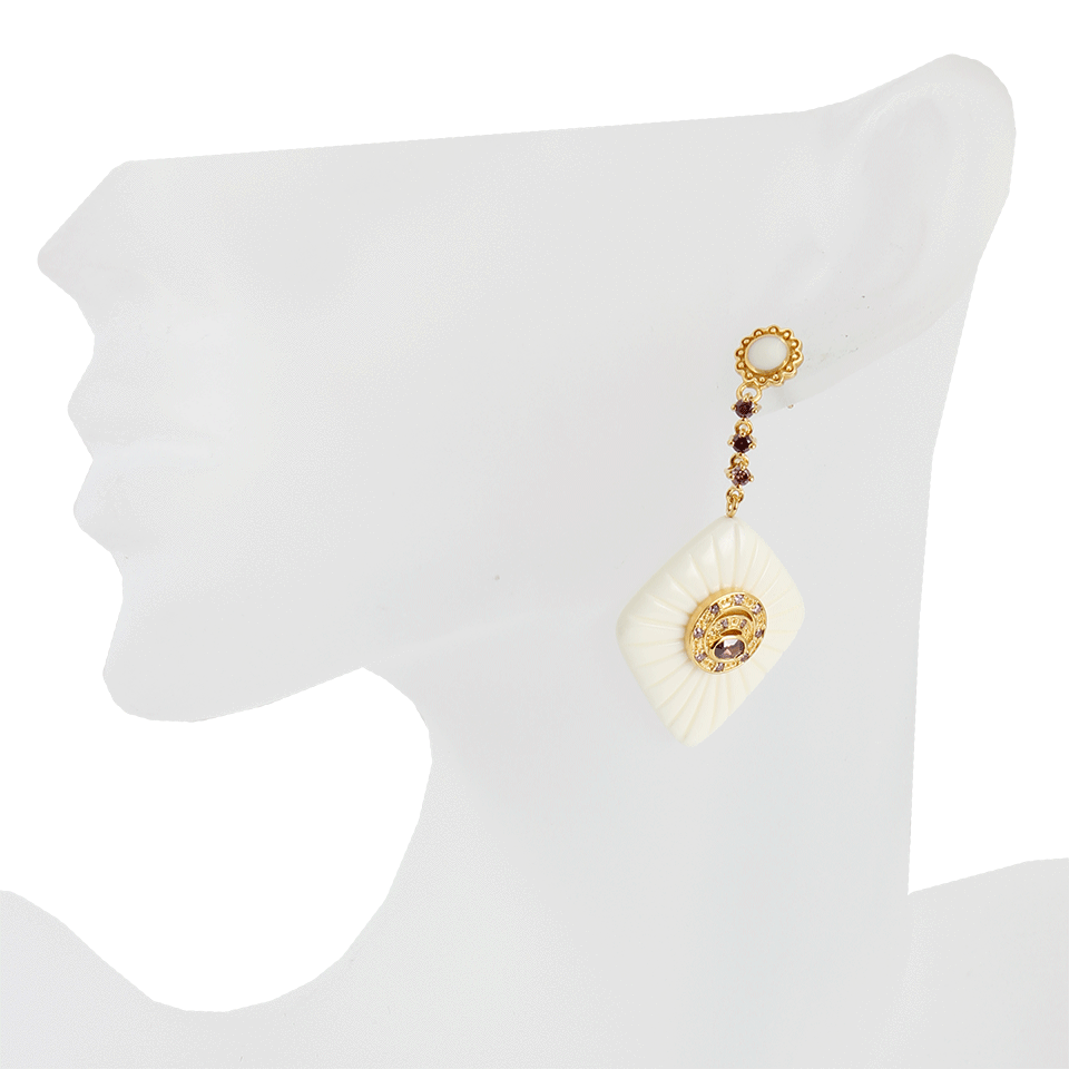 MIRIAM SALAT-Diamond Peacock Earrings-GLD/IVRY