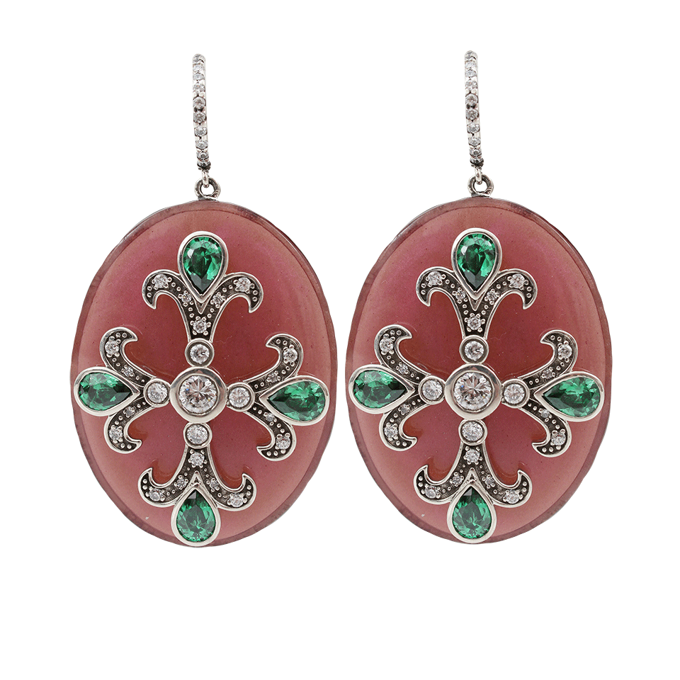 MIRIAM SALAT-White and Emerald Cubic Zirconia Earrings-ORCHID