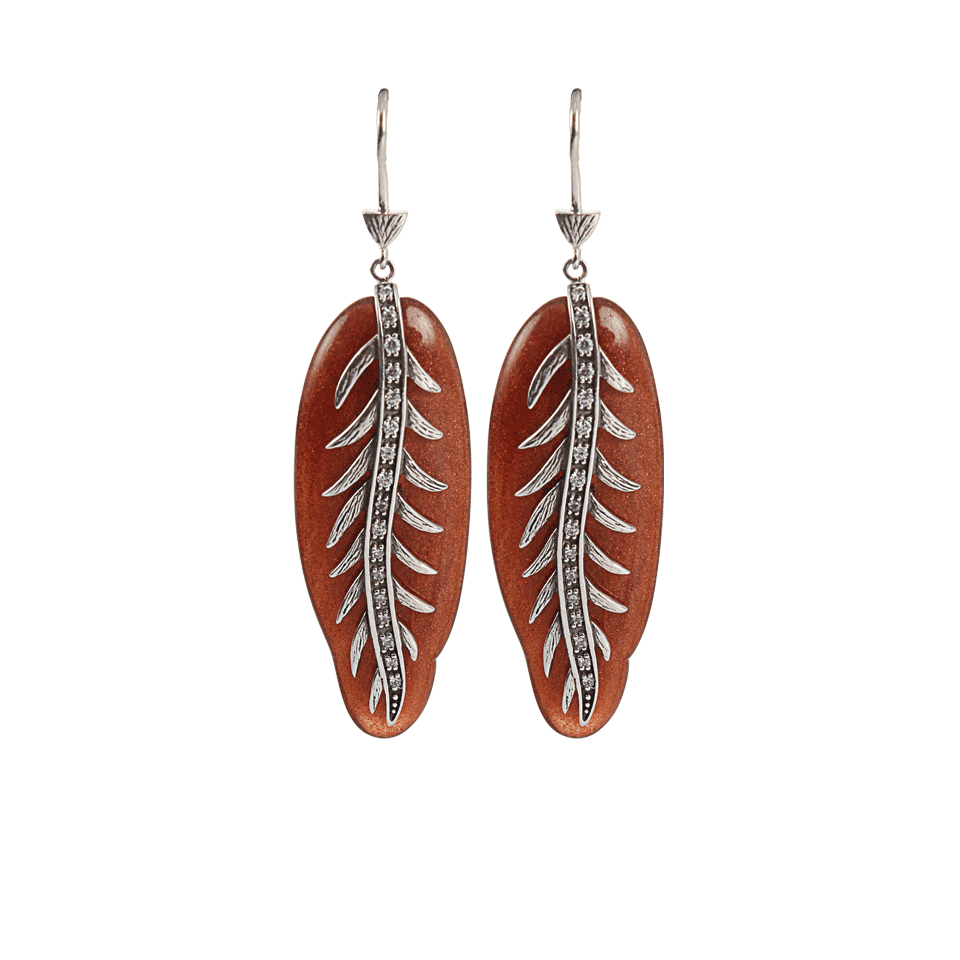 MIRIAM SALAT-Long Feather Earrings-SS/RUST