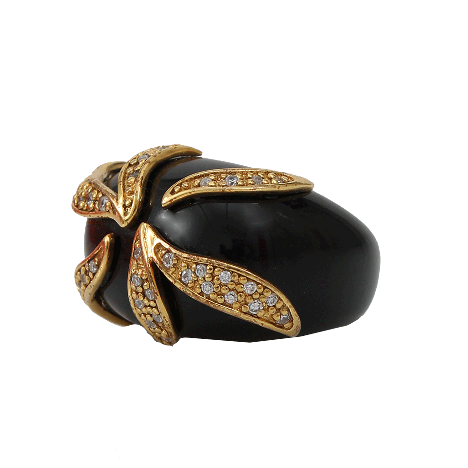 MIRIAM SALAT-Feather Swirl Ring-BLACK