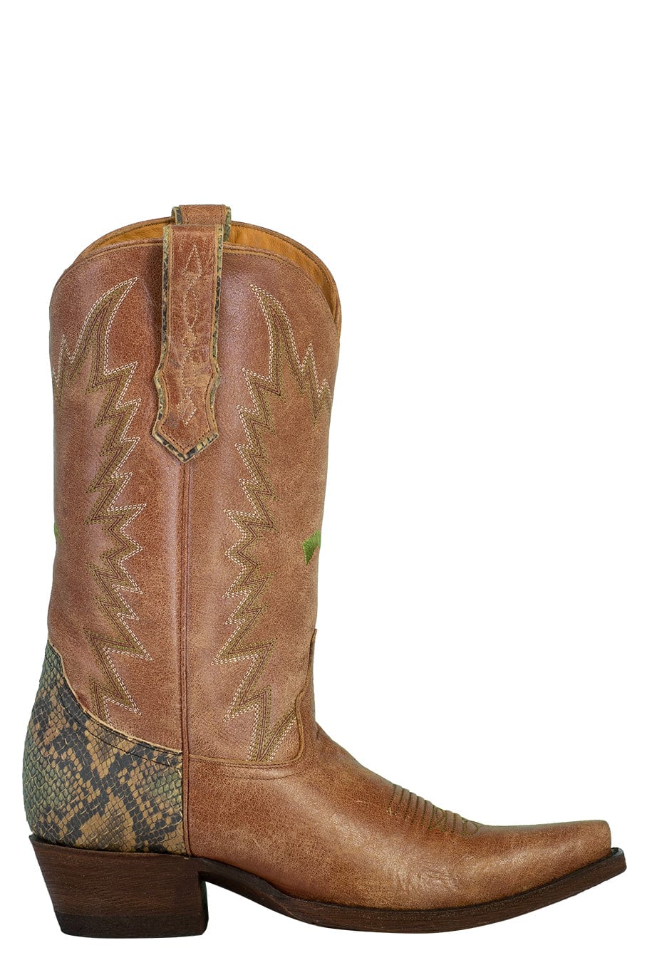 MIRONOVA-Cow Hide Leather Boot - Rust Snake-