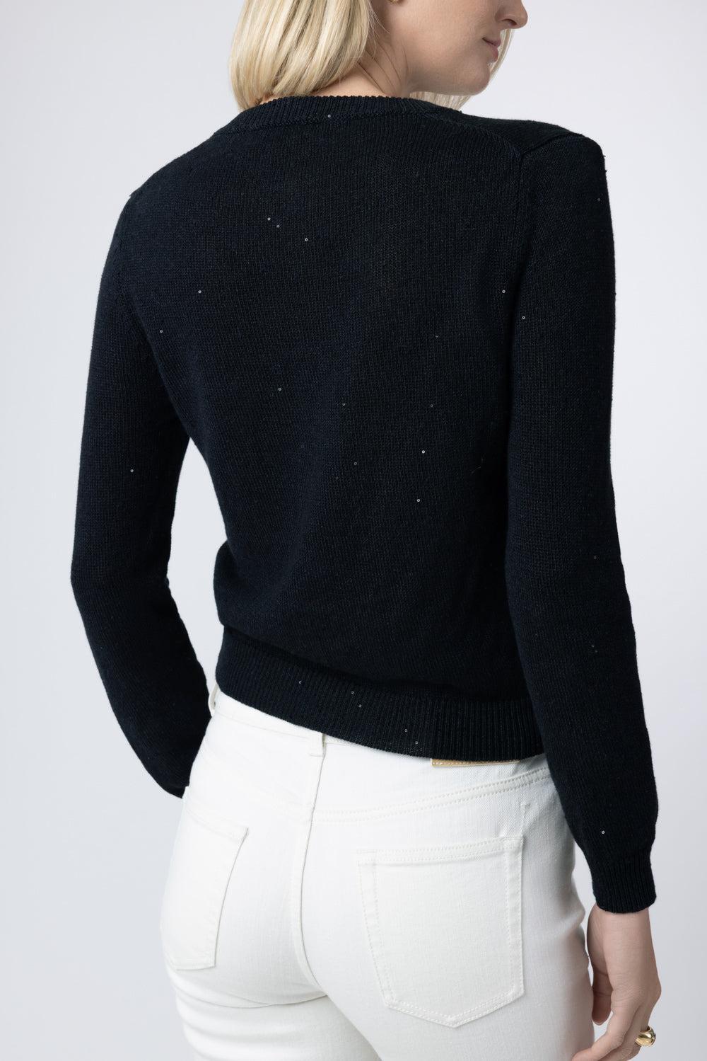 Paillette Sequin Long Sleeve Cardigan - Black-BLACK-XS-CLOTHINGTOPCARDIGAN-MISH