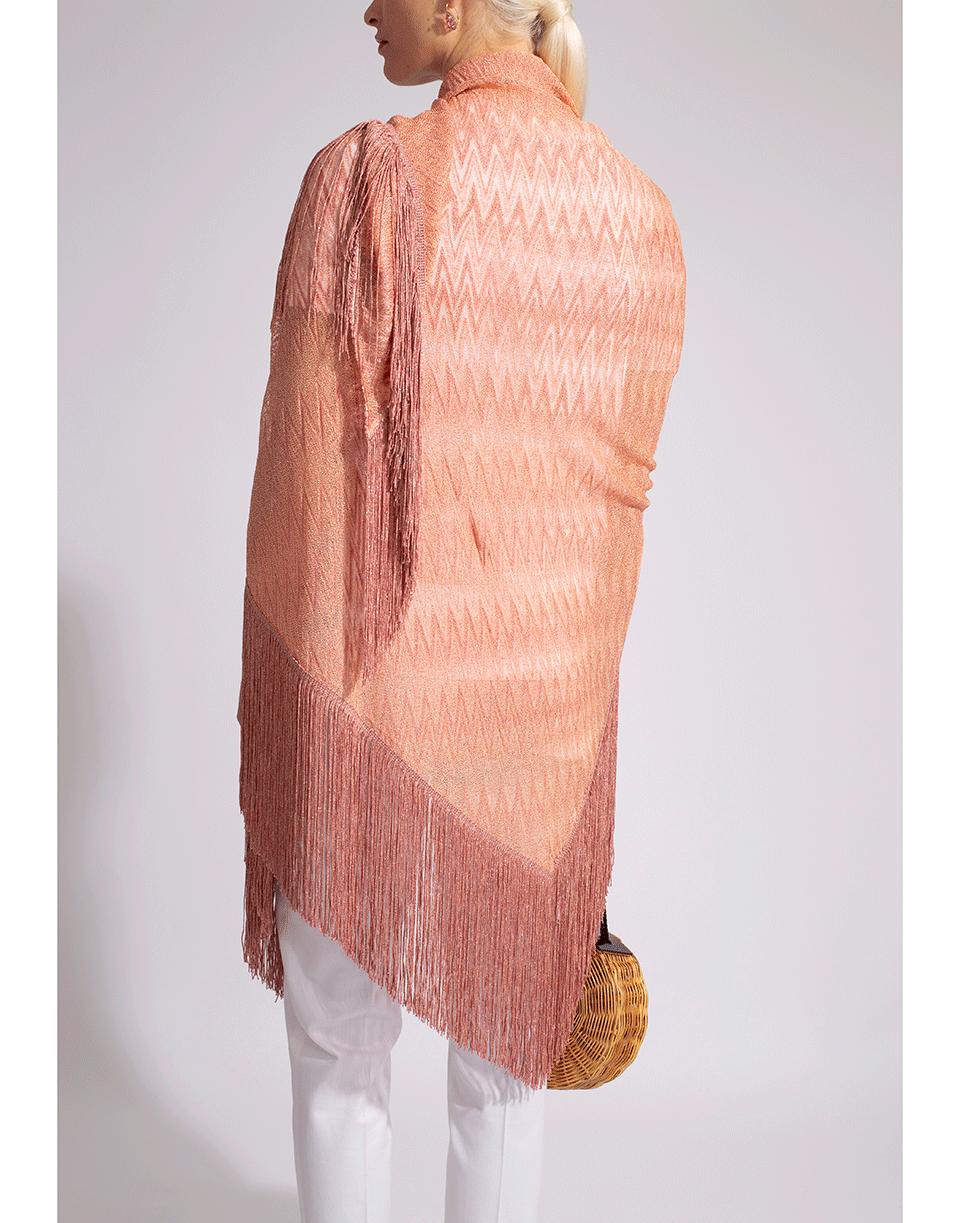 MISSONI-Zig Zag Lamé Fringe Scarf-PINK
