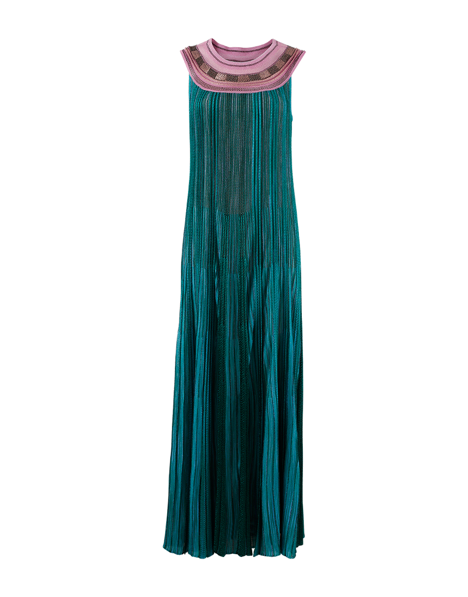 MISSONI-Pleated Maxi Dress-GRN/PNK