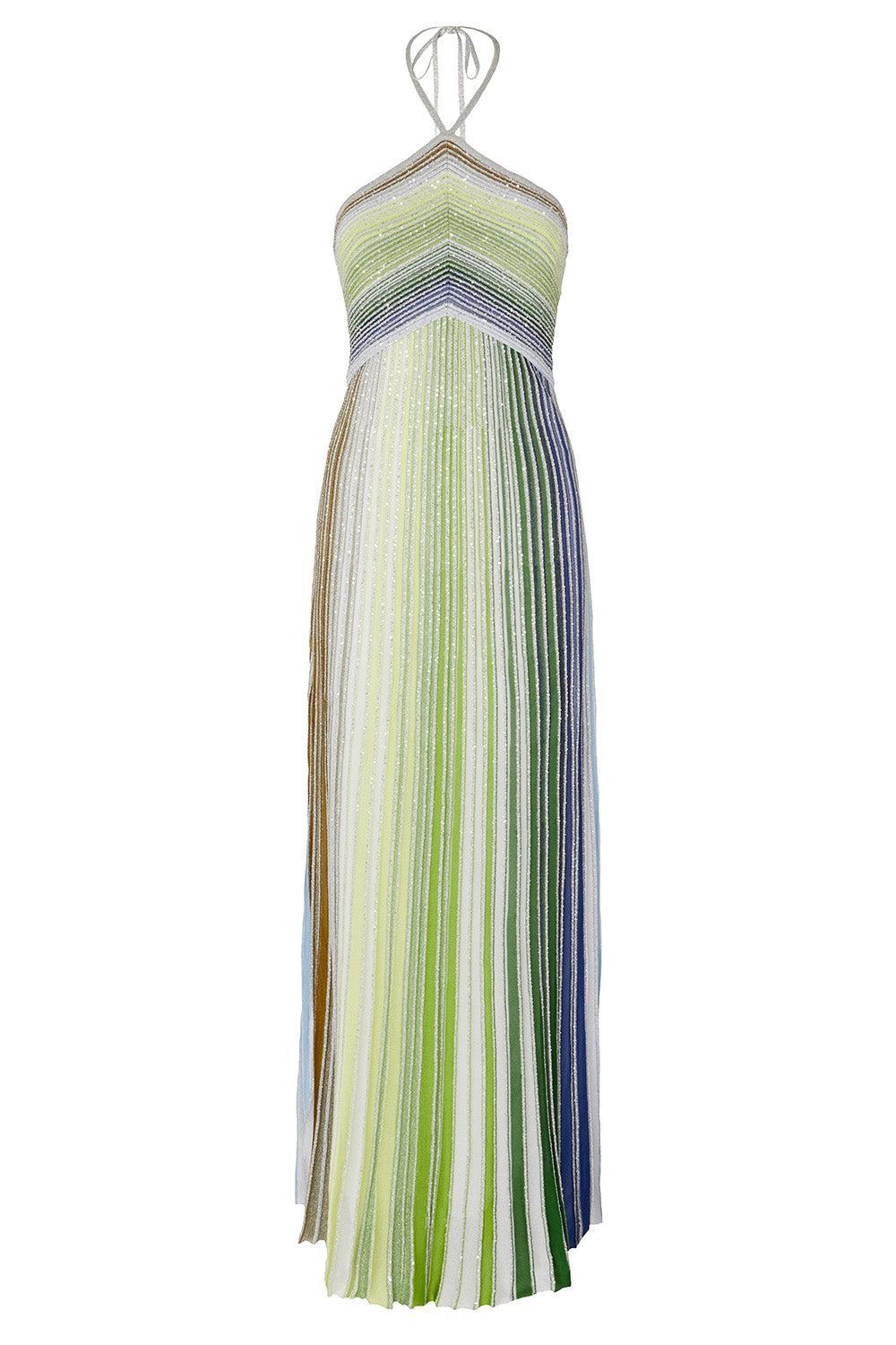 Halter Neck Ribbed Long Dress-GRWHBLU-38-CLOTHINGDRESSCASUAL-MISSONI
