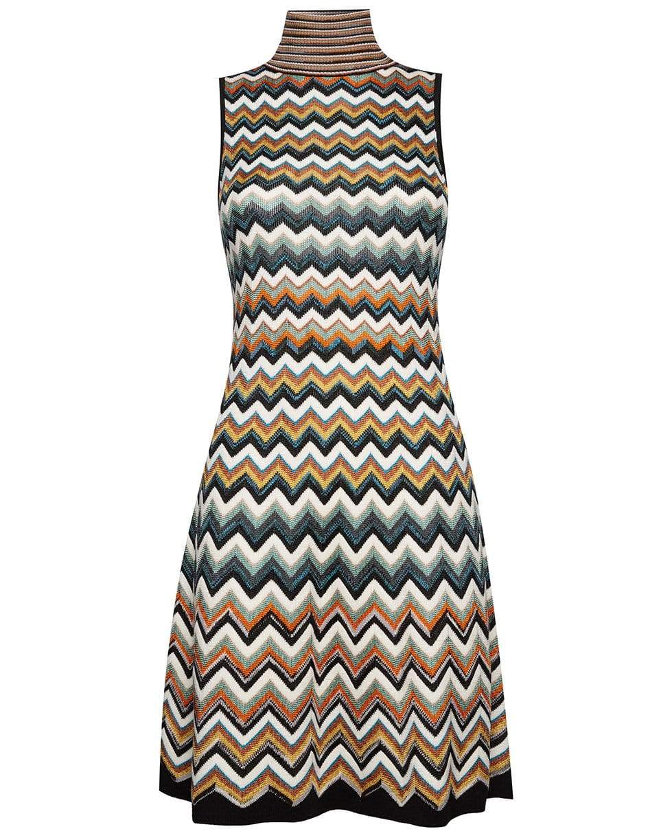 MISSONI-Sleeveless Knit ZigZag Striped Dress-