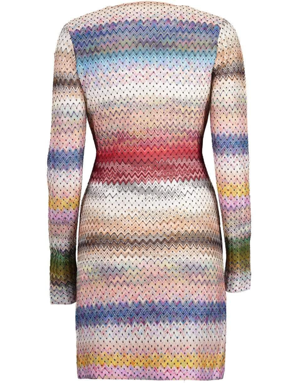 MISSONI-Long Sleeve V-Neck Zig Zag Dress-