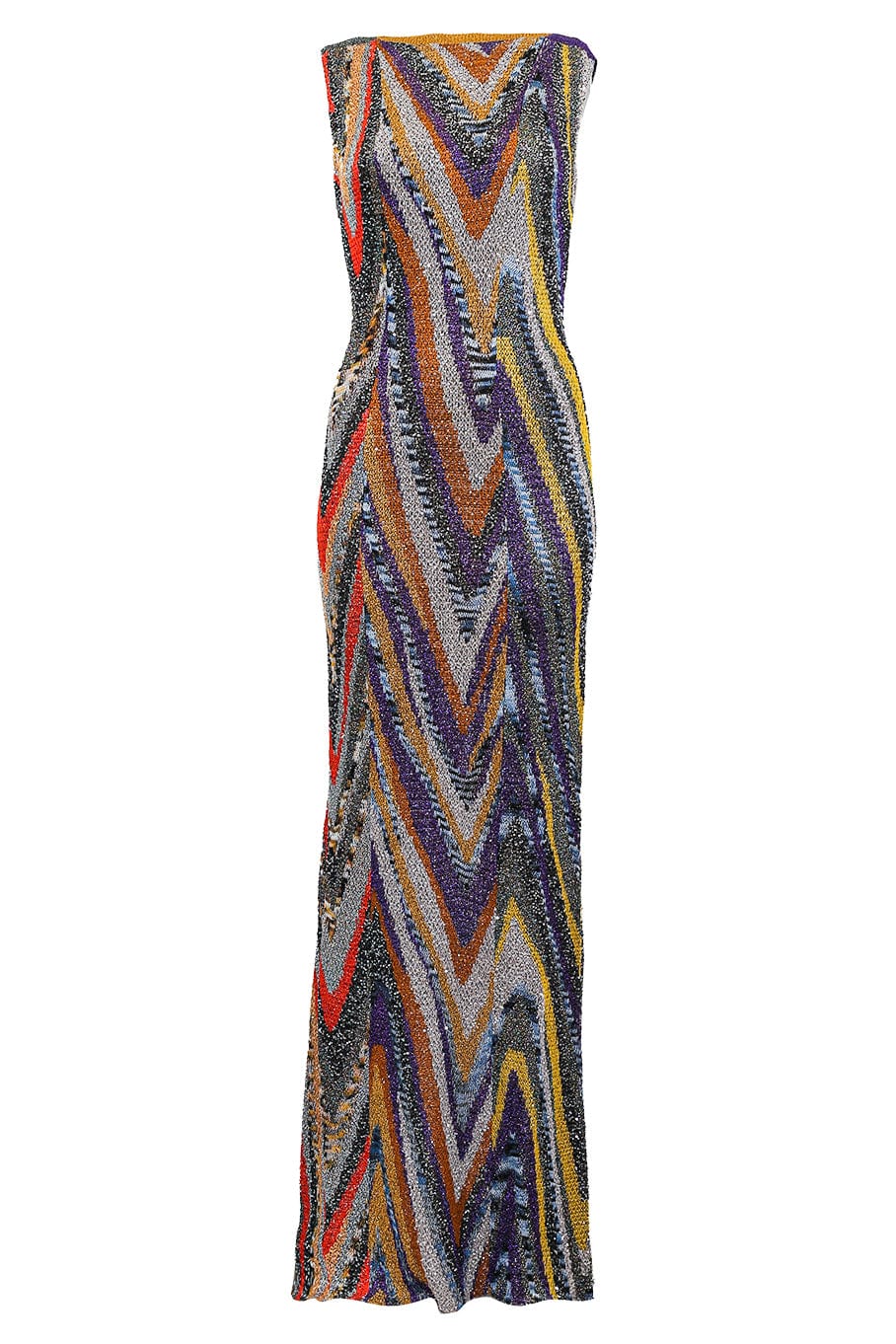 MISSONI-Sleeveless Lamé Zig Zag Maxi Dress-