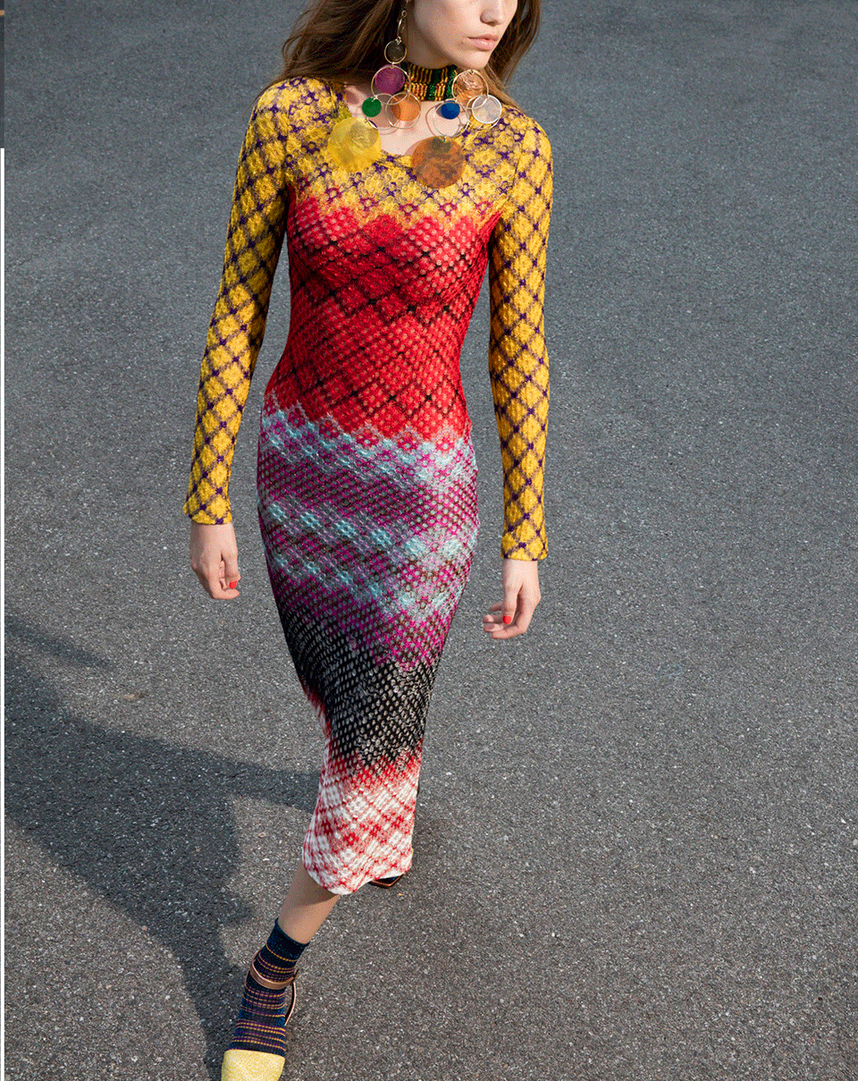 MISSONI-Pizzo Rombo Lamé Midi Dress-