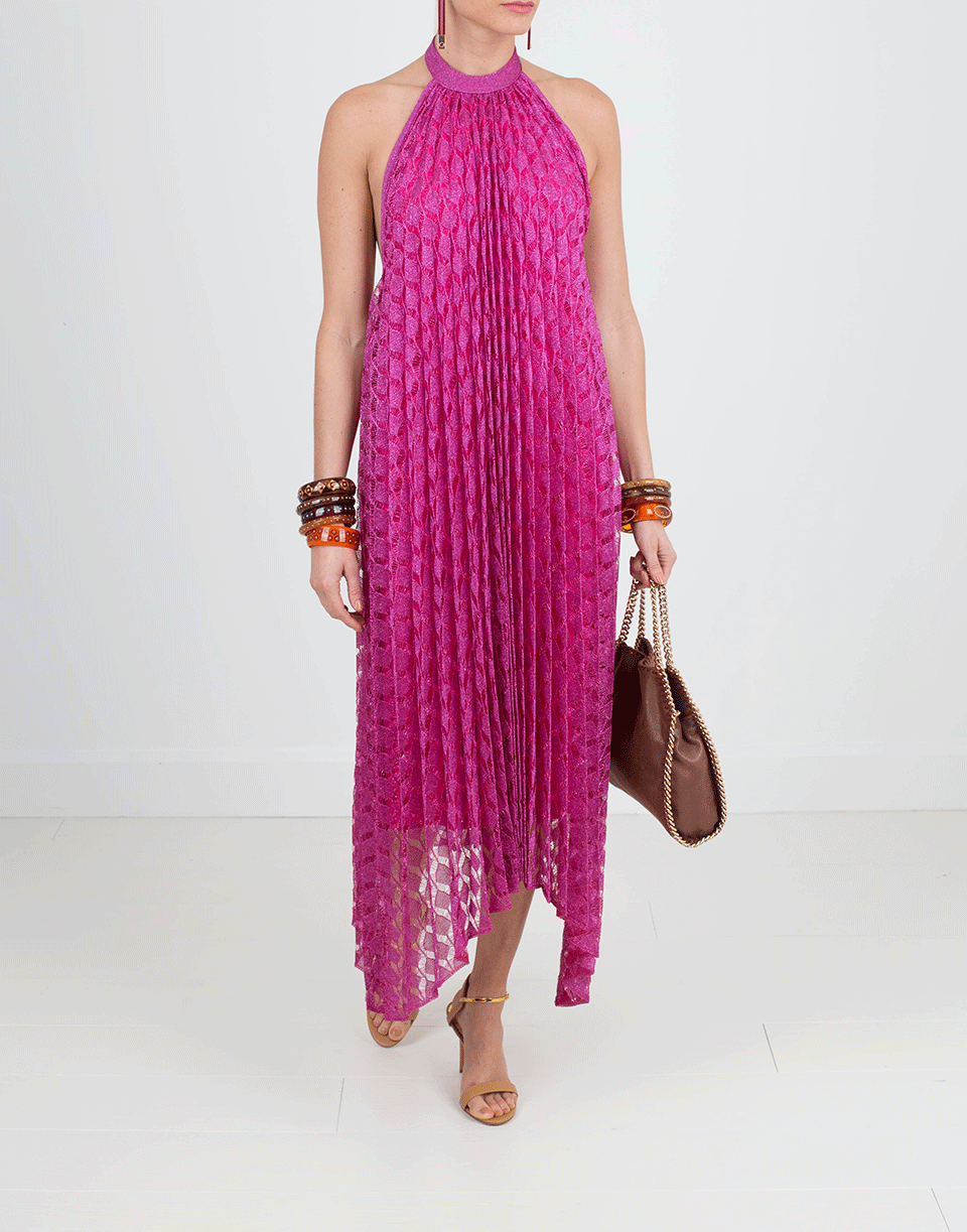 MISSONI-Halter Plisse Dress-PINK