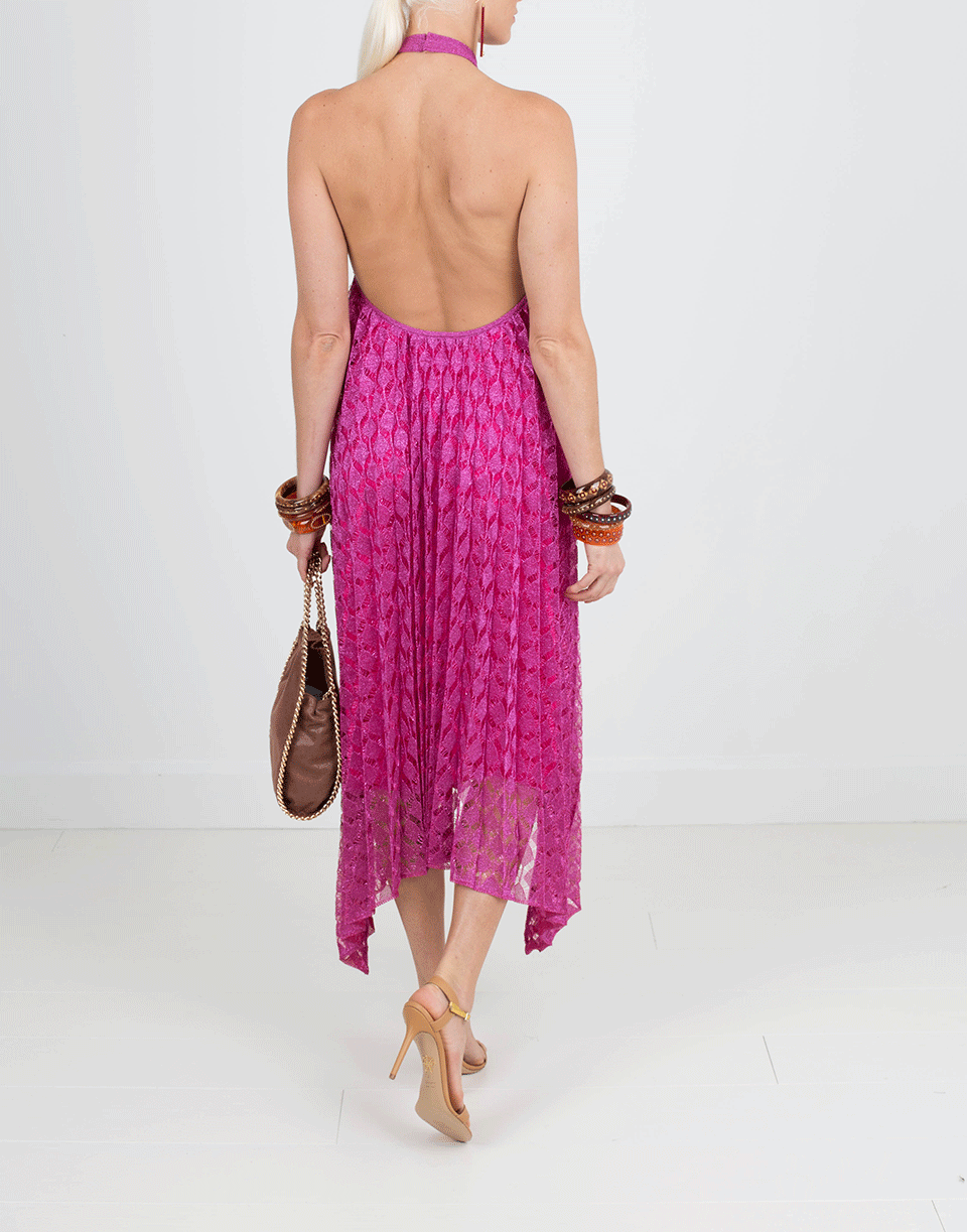 MISSONI-Halter Plisse Dress-PINK