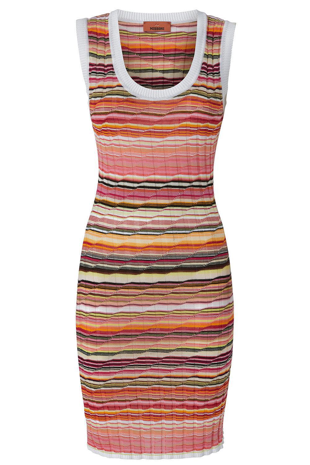 Sleeveless Scoop Neck Short Dress-PINKMULT-38-CLOTHINGDRESSCASUAL-MISSONI