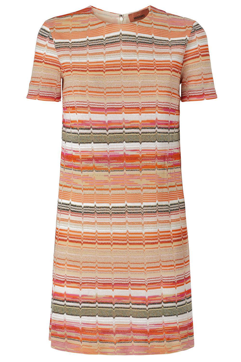 Short Sleeve Crewneck Short Dress-RDPNKWHT-38-CLOTHINGDRESSCASUAL-MISSONI