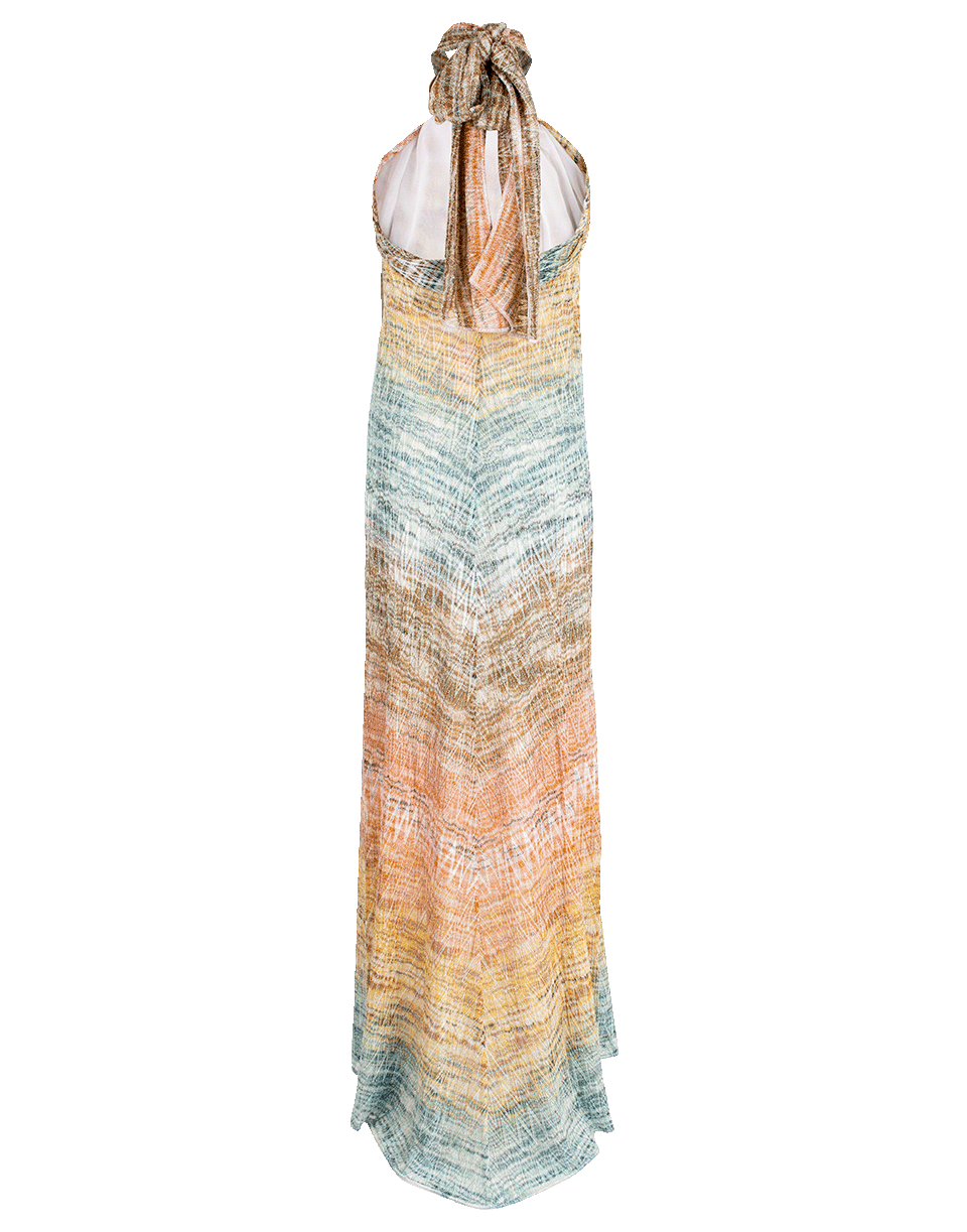 MISSONI-Zig Zag Lamé Halter Maxi Dress-