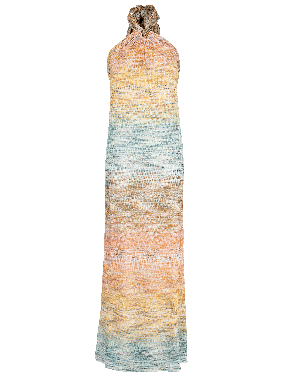 MISSONI-Zig Zag Lamé Halter Maxi Dress-