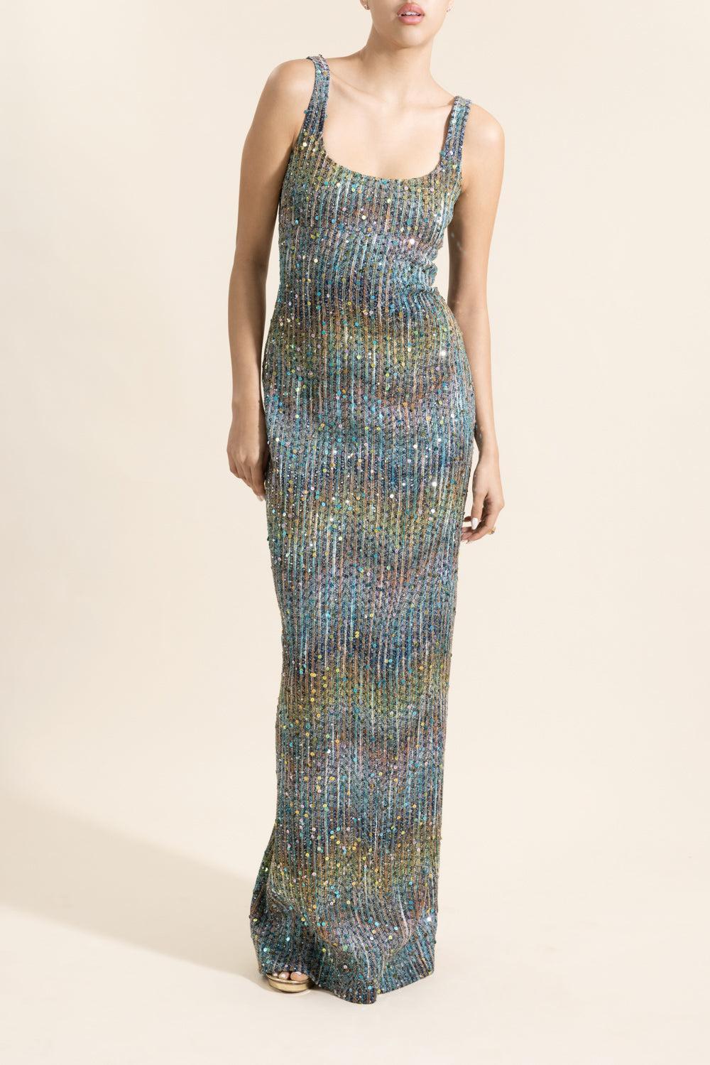Sleeveless Chevron Maxi Dress-MULTI-40-CLOTHINGDRESSGOWN-MISSONI