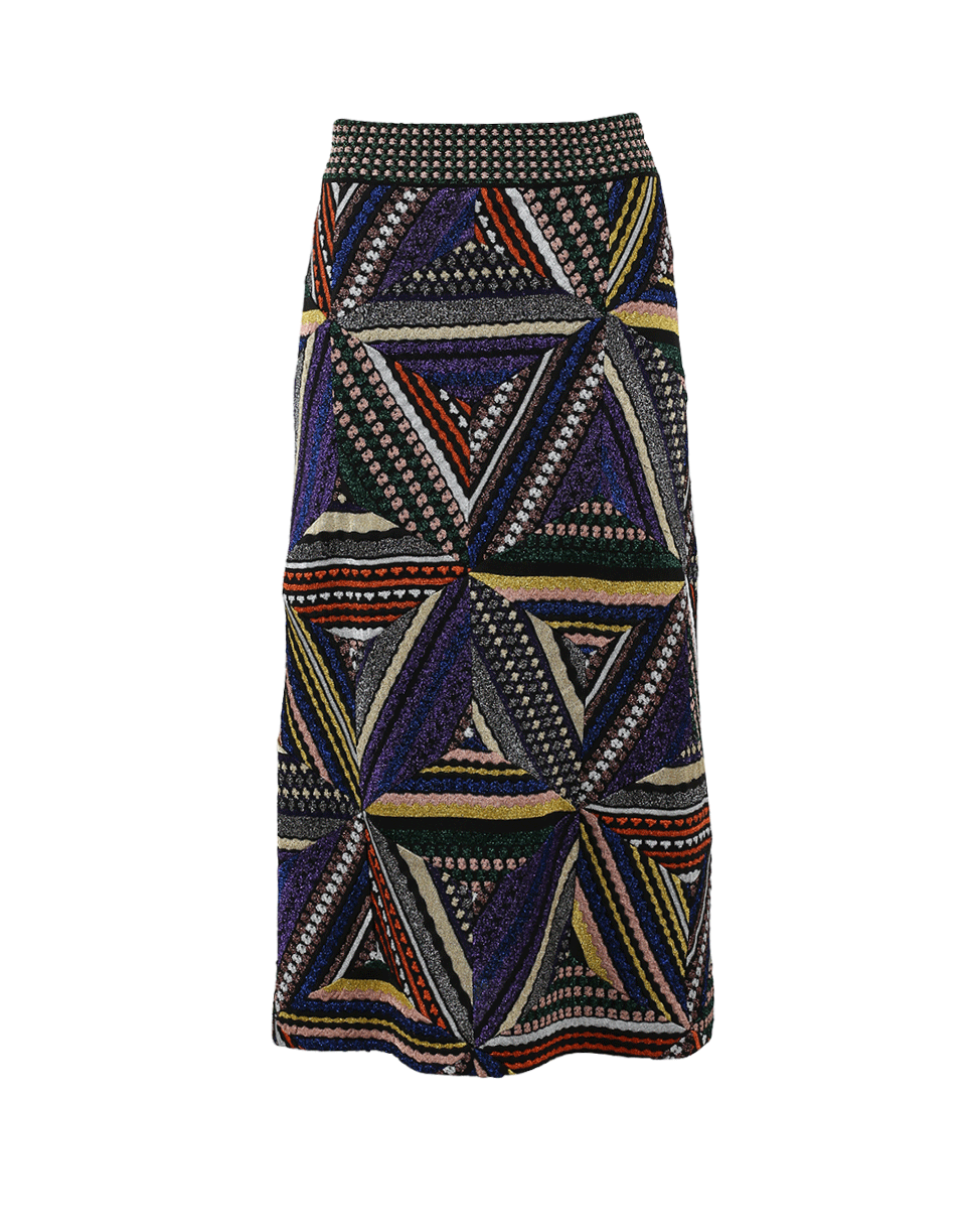 MISSONI-Patchwork Skirt-BLK/PRPL