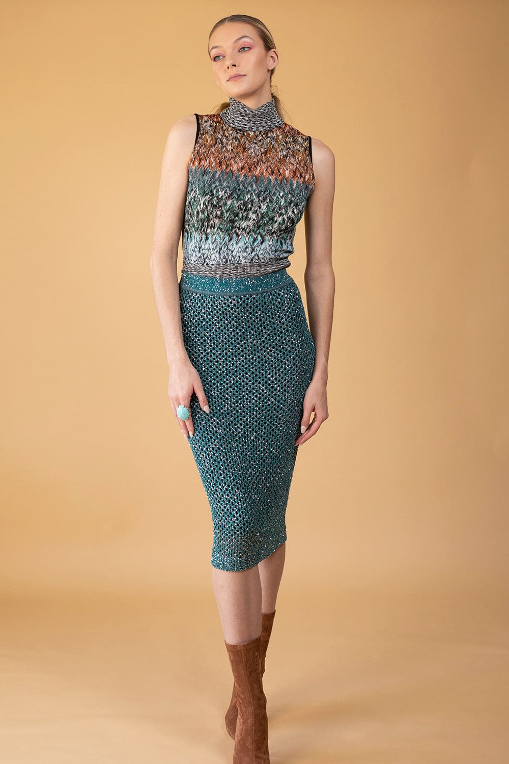 MISSONI-Sleeveless Turtleneck Top-