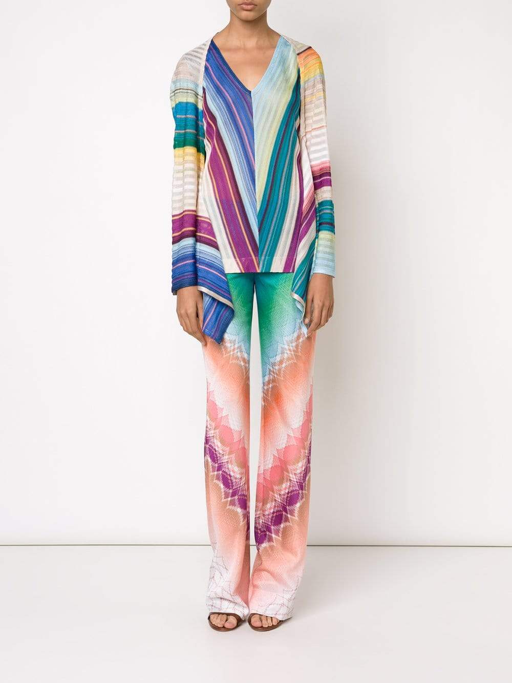 MISSONI-Striped Open Drape Cape-BLUE/PRP