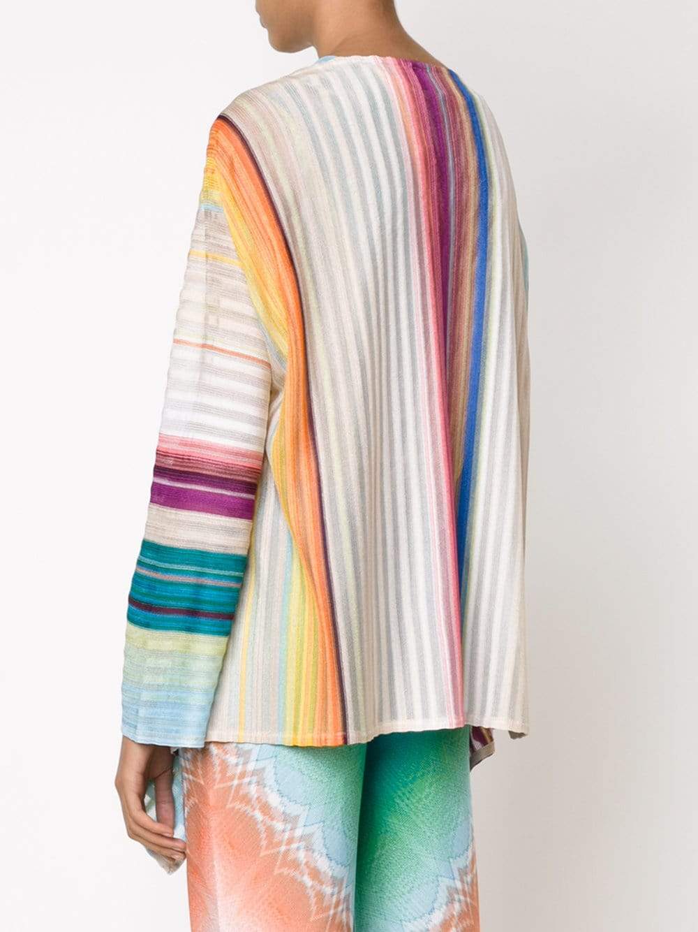 MISSONI-Striped Open Drape Cape-BLUE/PRP