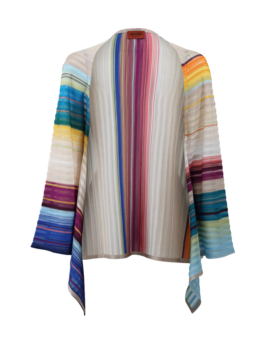 MISSONI-Striped Open Drape Cape-BLUE/PRP