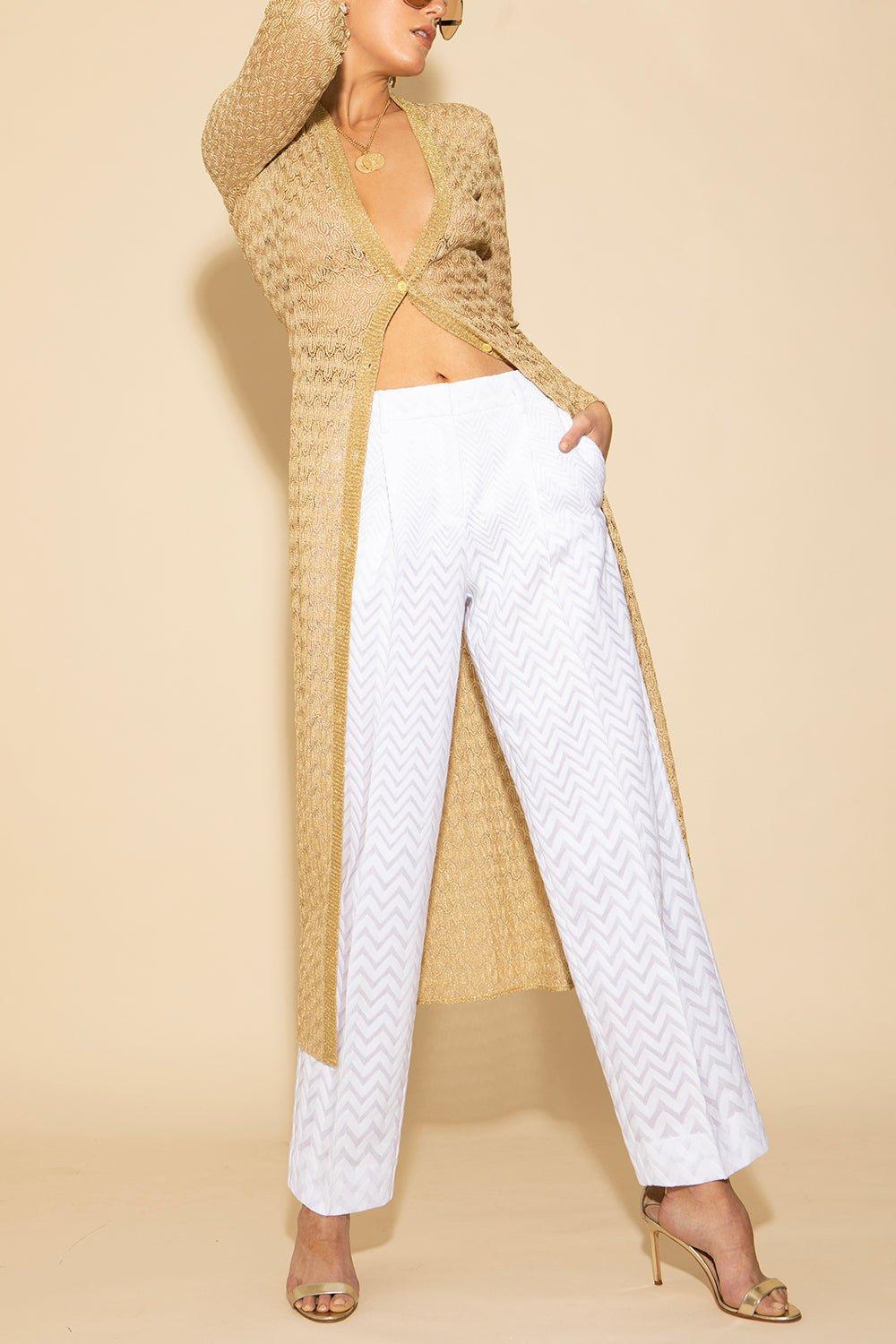 MISSONI-Lace Long Cardigan - Gold-