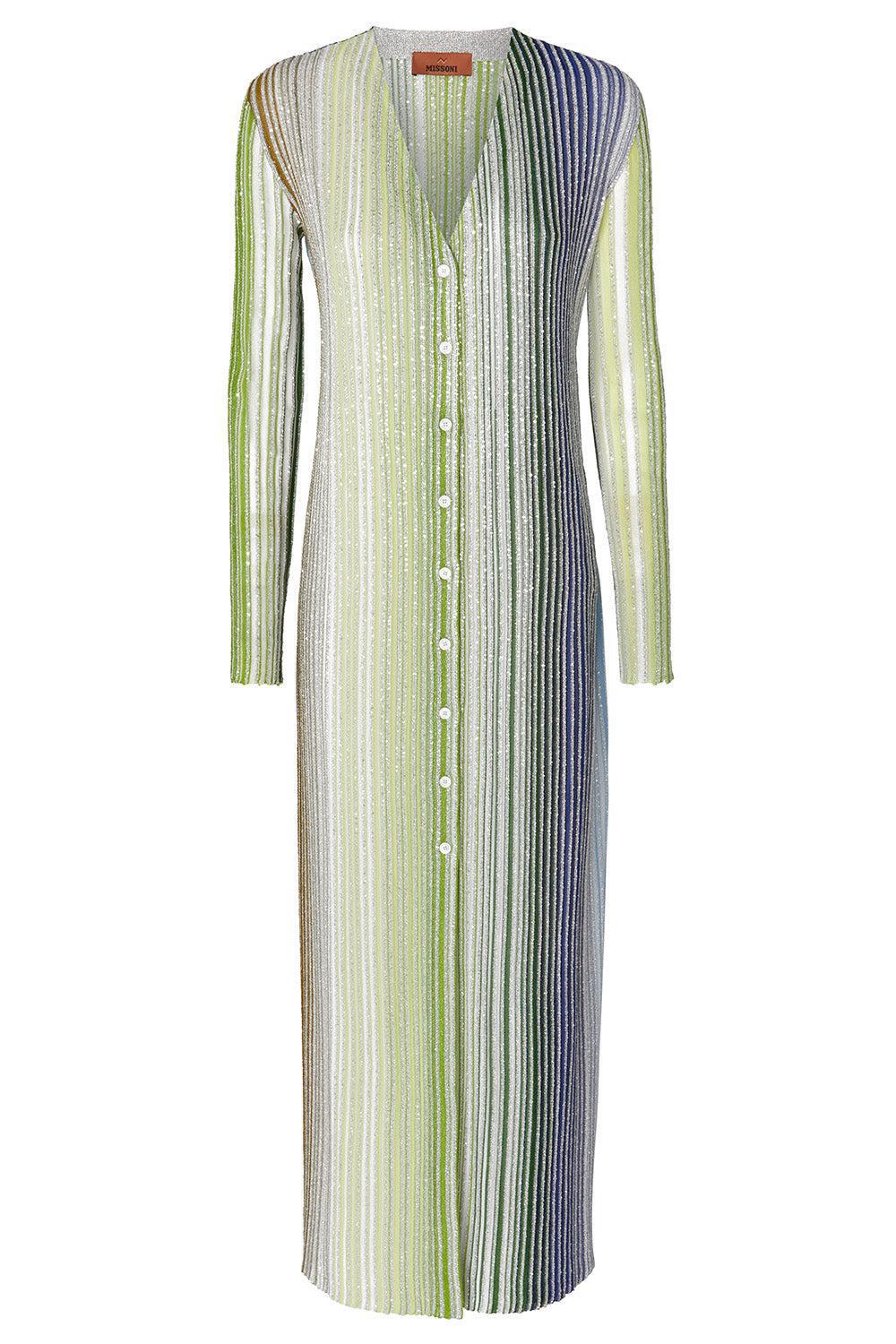 LONG VNECK FRONT BUTTON CARDIGAN-GRNWHBLU-40-CLOTHINGTOPCARDIGAN-MISSONI