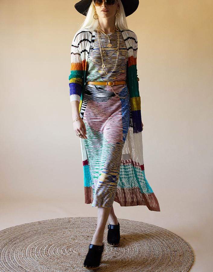 MISSONI-Open Front Color Block Duster-