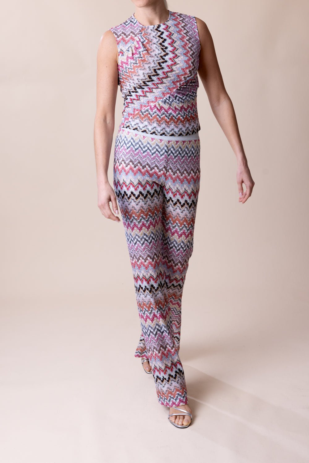 MISSONI-Tank Top - Pink White-