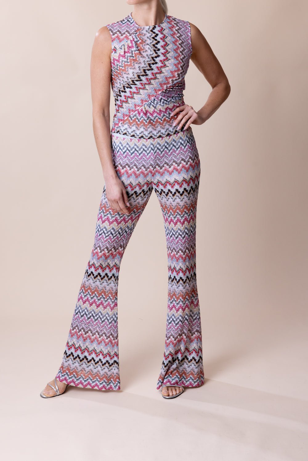 MISSONI-Tank Top - Pink White-