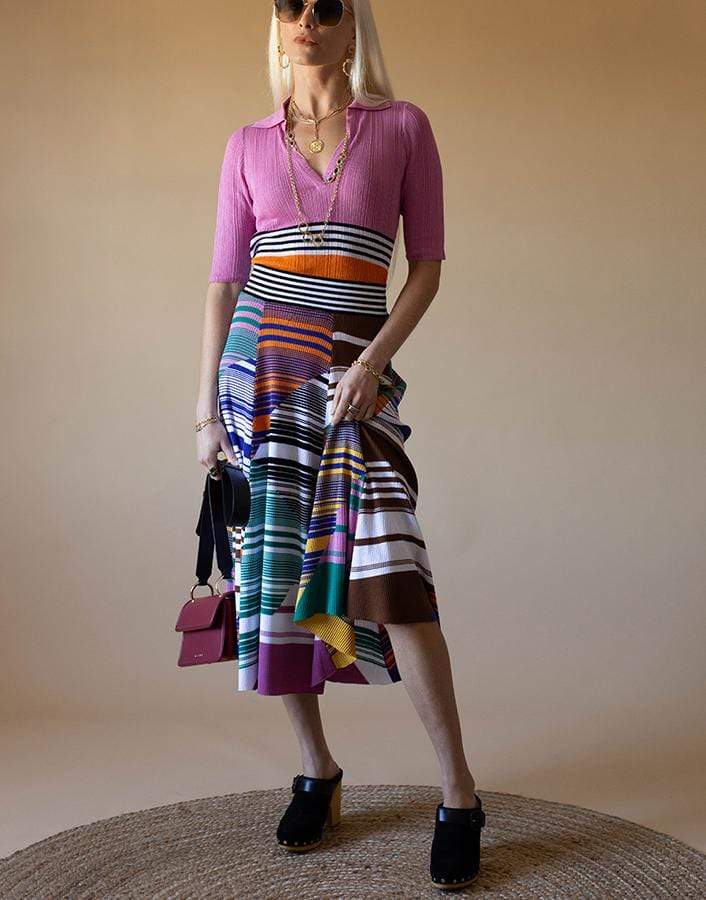 MISSONI-Striped Polo-PNK/ORNG