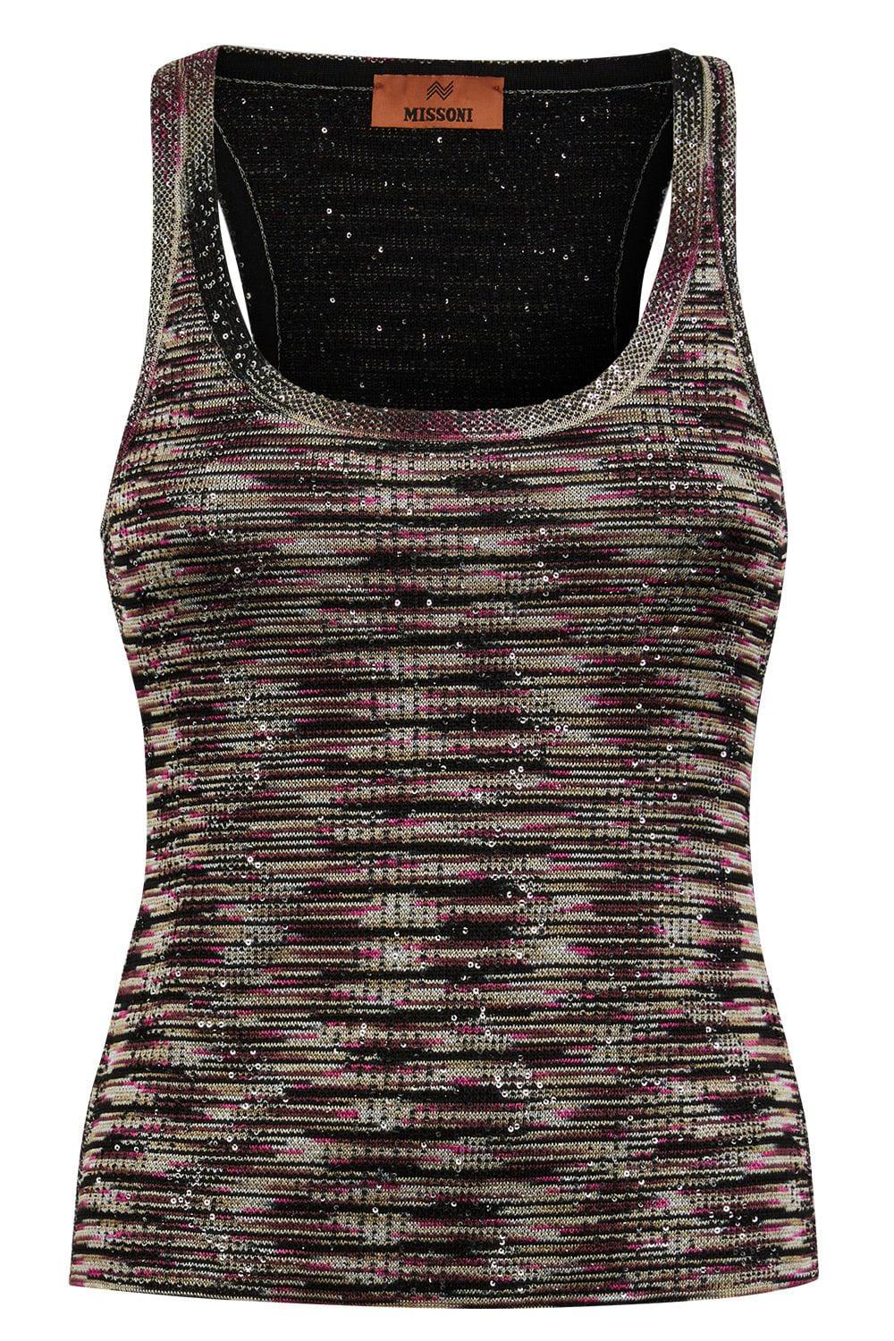 MISSONI-Scoop Neck Sequin Tank Top-