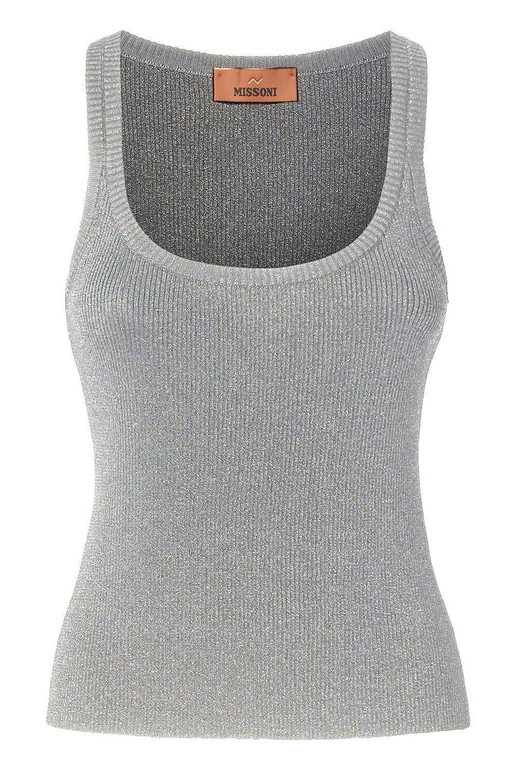 Scoop Neck Tank - Silver-SILVER-38-CLOTHINGTOPTANK-MISSONI