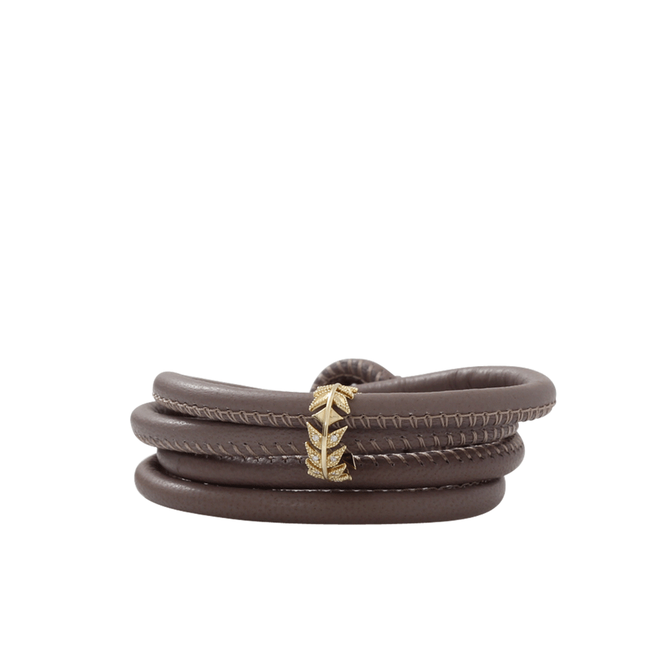 MIZUKI-Diamond Feather Wrap Bracelet/Choker-YELLOW GOLD