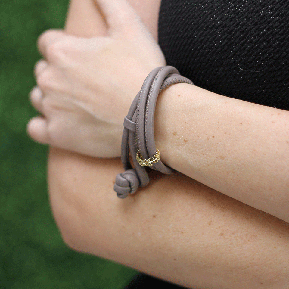 MIZUKI-Diamond Feather Wrap Bracelet/Choker-YELLOW GOLD