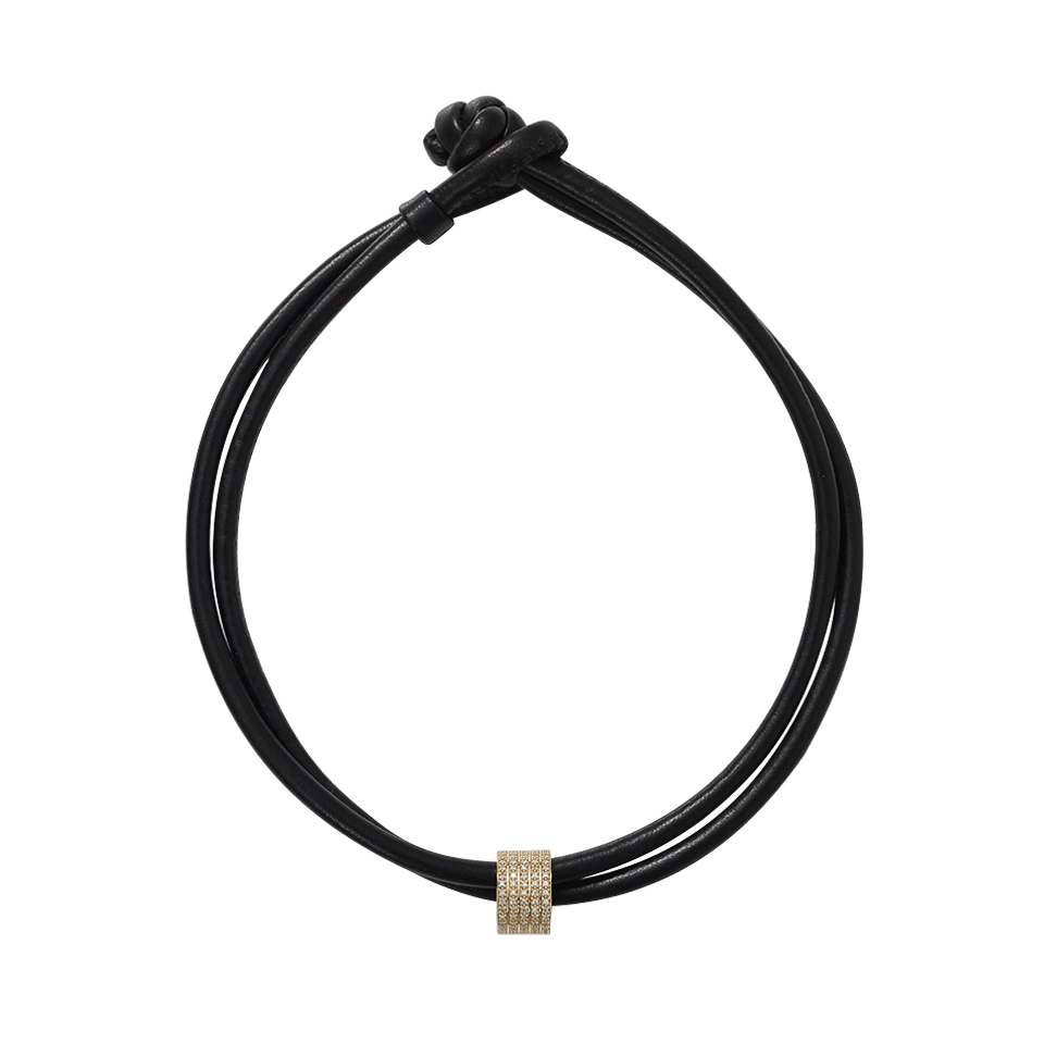 MIZUKI-Diamond Slider Leather Wrap Bracelet/Choker-YELLOW GOLD