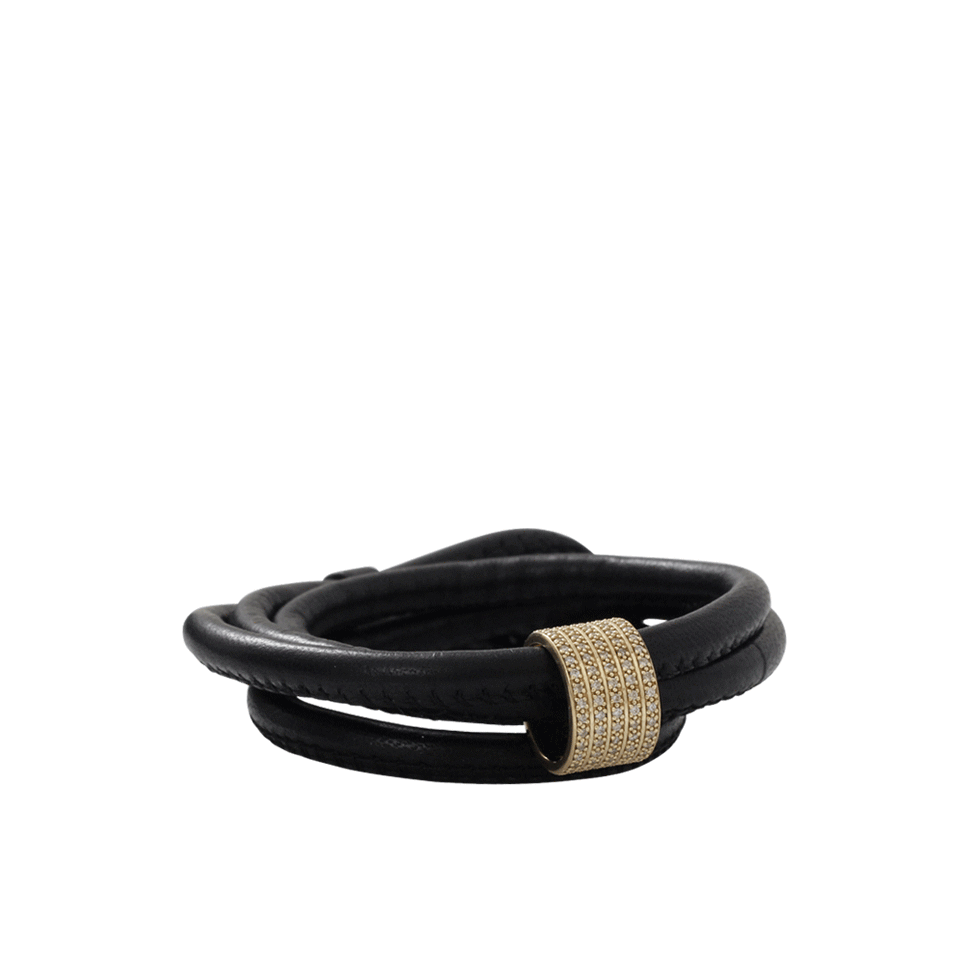 MIZUKI-Diamond Slider Leather Wrap Bracelet/Choker-YELLOW GOLD