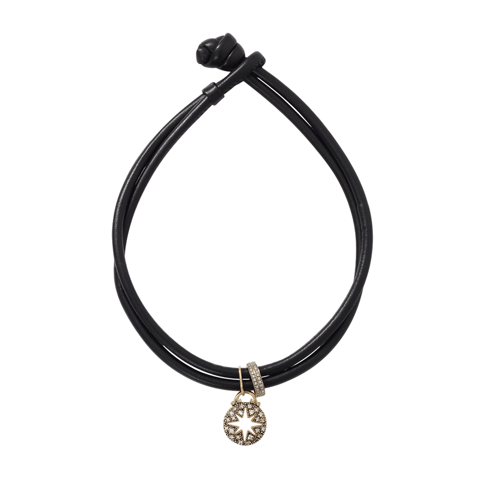 MIZUKI-Diamond Star Leather Wrap Bracelet/Choker-YELLOW GOLD