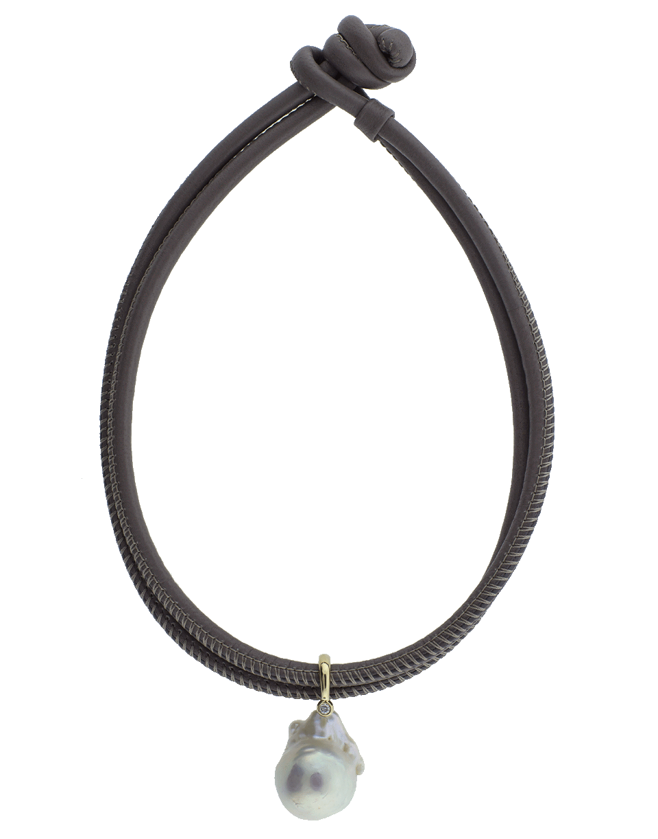 MIZUKI-Freshwater Pearl Leather Wrap Bracelet-YELLOW GOLD