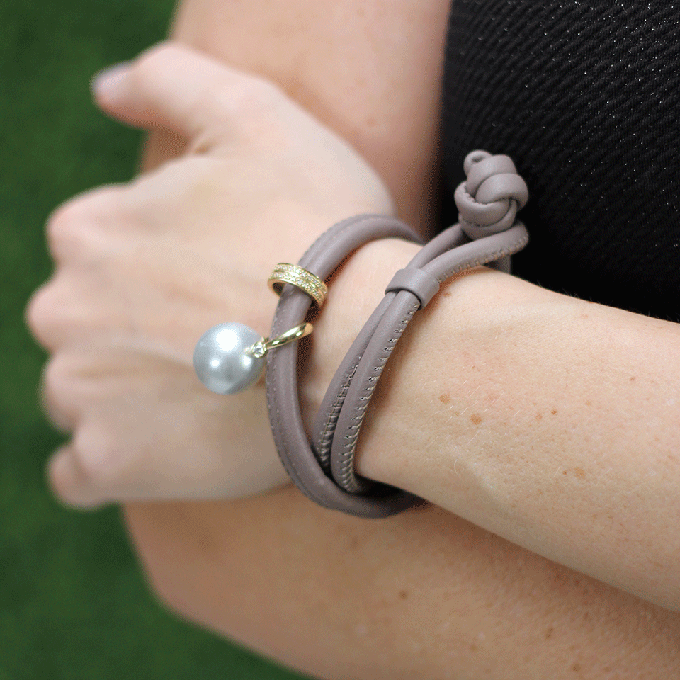 MIZUKI-Pearl And Diamond Slider Wrap Bracelet/Choker-YELLOW GOLD