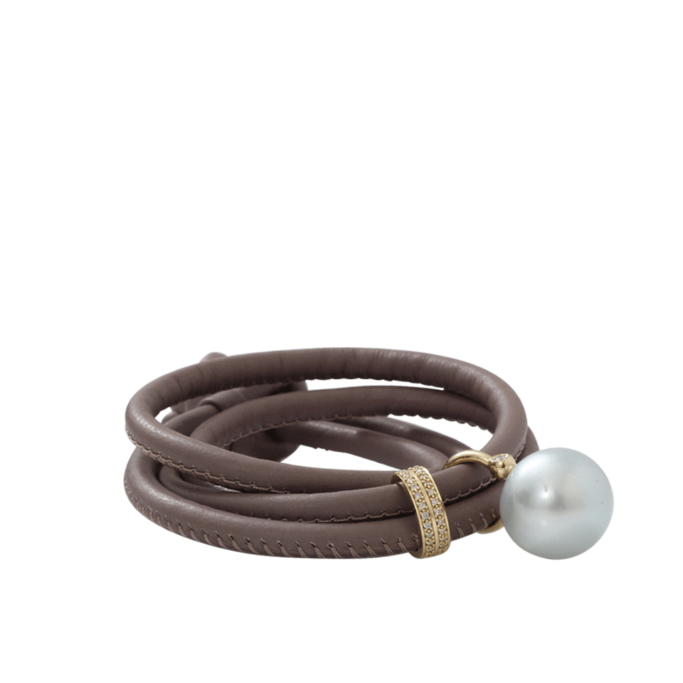 MIZUKI-Pearl And Diamond Slider Wrap Bracelet/Choker-YELLOW GOLD