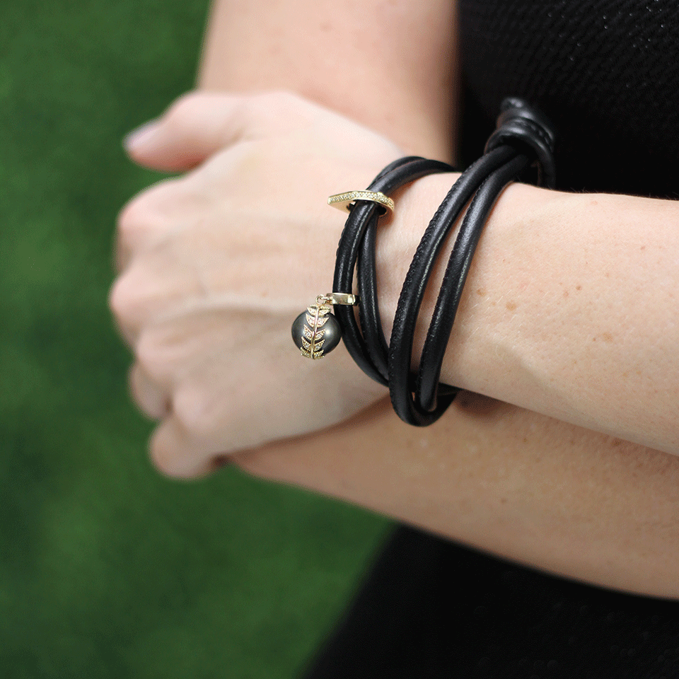 MIZUKI-Pearl And Diamond Wrap Bracelet/Choker-YELLOW GOLD
