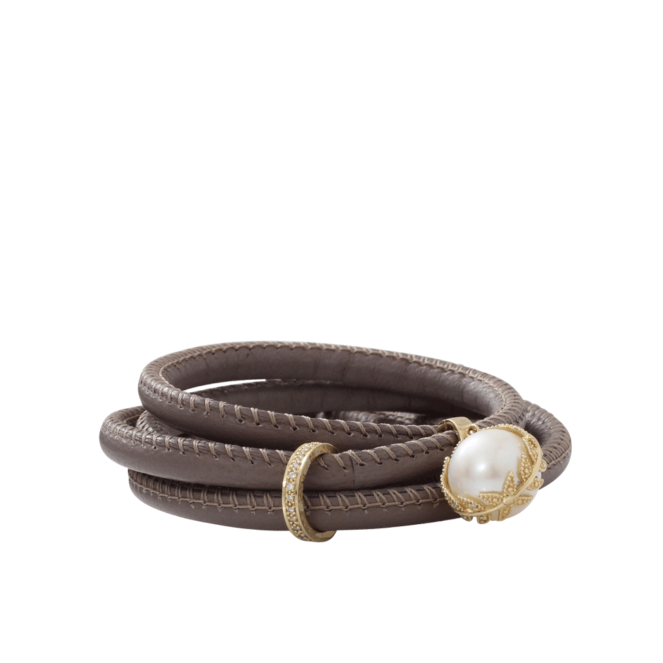 MIZUKI-Pearl And Slider Wrap Bracelet-YELLOW GOLD