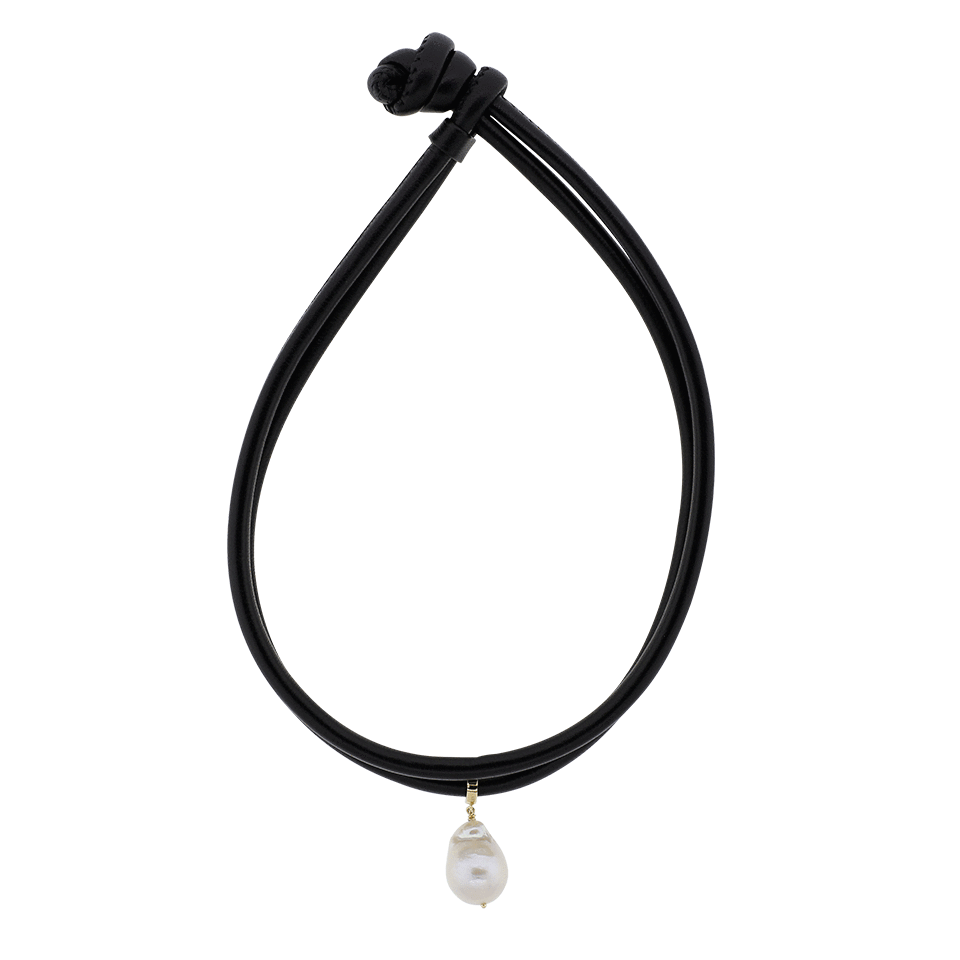 MIZUKI-Pearl Leather Wrap Bracelet/Choker-YELLOW GOLD